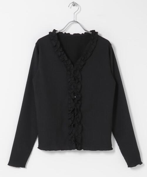 URBAN RESEARCH Sonny Label（アーバンリサーチサニーレーベル）の「『WEB限定』ワッフルフリルVネックカーディガン（カーディガン/ボレロ・レディース・オフホワイト/ブラック・FREE）」の11枚目の写真