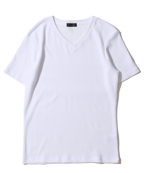 TETE HOMME(テットオム)の「展開店舗限定 サーマル VネックショートスリーブTシャツ(Tシャツ/カットソー・メンズ・ホワイト/ネイビー/ブラック・LARGE/MEDIUM/X-LARGE)」の1枚目の写真