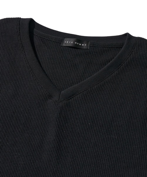 TETE HOMME(テットオム)の「展開店舗限定 サーマル VネックショートスリーブTシャツ(Tシャツ/カットソー・メンズ・ホワイト/ネイビー/ブラック・LARGE/MEDIUM/X-LARGE)」の7枚目の写真