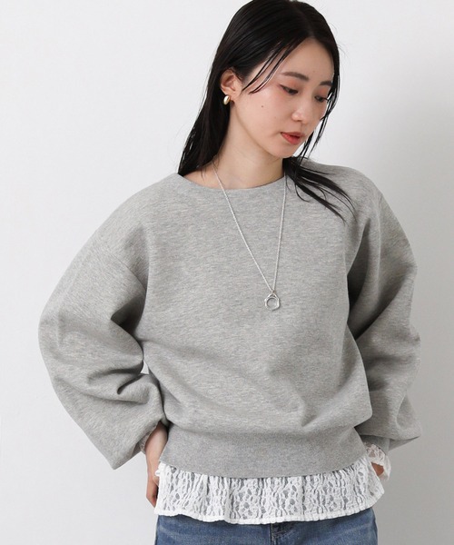 Gready Brilliant(グレディブリリアン)の「ダブルフェイスパフスリーブVネックカーデ(ニット/セーター・レディース・ネイビー/トップグレー・FREE)」の11枚目の写真