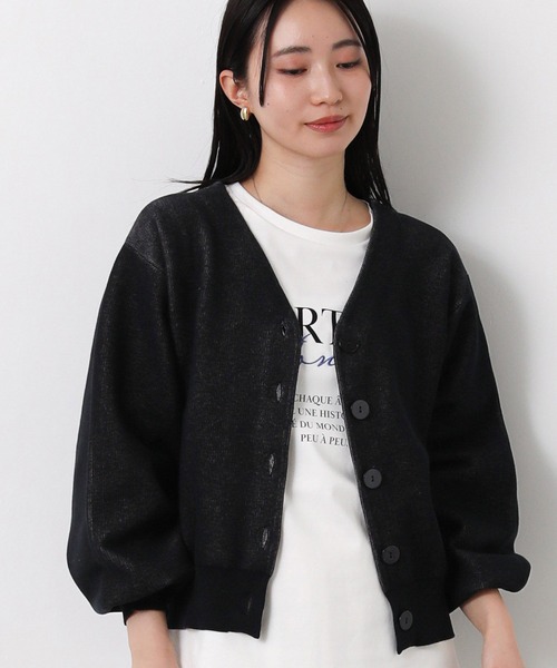 Gready Brilliant(グレディブリリアン)の「ダブルフェイスパフスリーブVネックカーデ(ニット/セーター・レディース・ネイビー/トップグレー・FREE)」の19枚目の写真