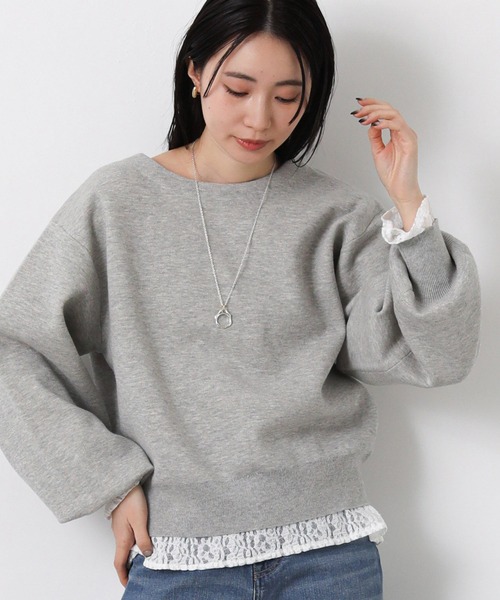 Gready Brilliant(グレディブリリアン)の「ダブルフェイスパフスリーブVネックカーデ(ニット/セーター・レディース・ネイビー/トップグレー・FREE)」の3枚目の写真