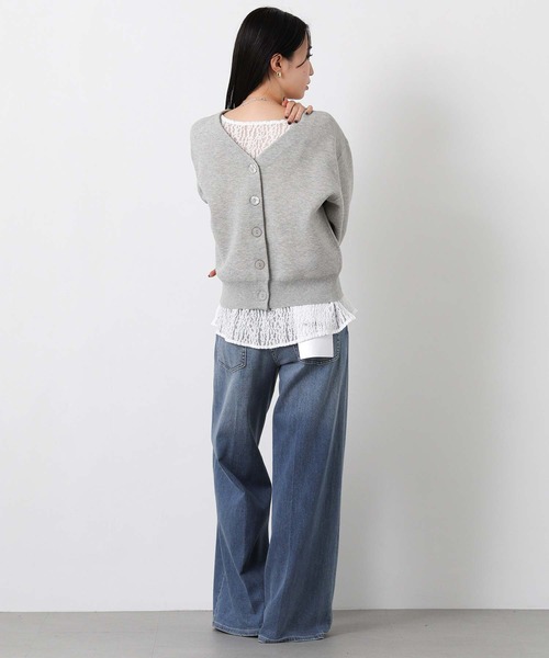 Gready Brilliant(グレディブリリアン)の「ダブルフェイスパフスリーブVネックカーデ(ニット/セーター・レディース・ネイビー/トップグレー・FREE)」の6枚目の写真