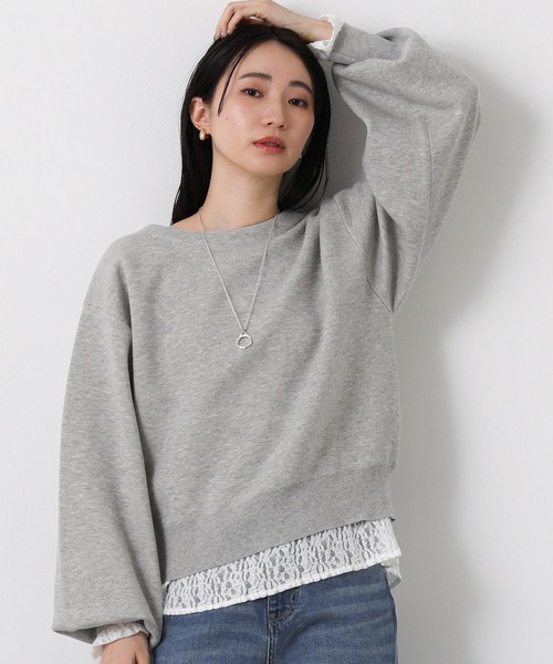 Gready Brilliant(グレディブリリアン)の「ダブルフェイスパフスリーブVネックカーデ(ニット/セーター・レディース・ネイビー/トップグレー・FREE)」の8枚目の写真