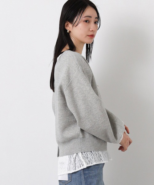 Gready Brilliant(グレディブリリアン)の「ダブルフェイスパフスリーブVネックカーデ(ニット/セーター・レディース・ネイビー/トップグレー・FREE)」の9枚目の写真