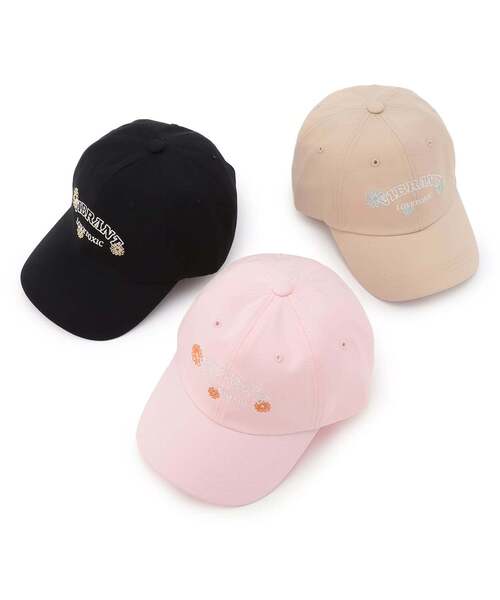 LOVETOXIC（ラブトキシック）の「フラワー刺しゅうキャップ（キャップ・キッズ・ベージュ/ピンク/ブラック・F）」の8枚目の写真