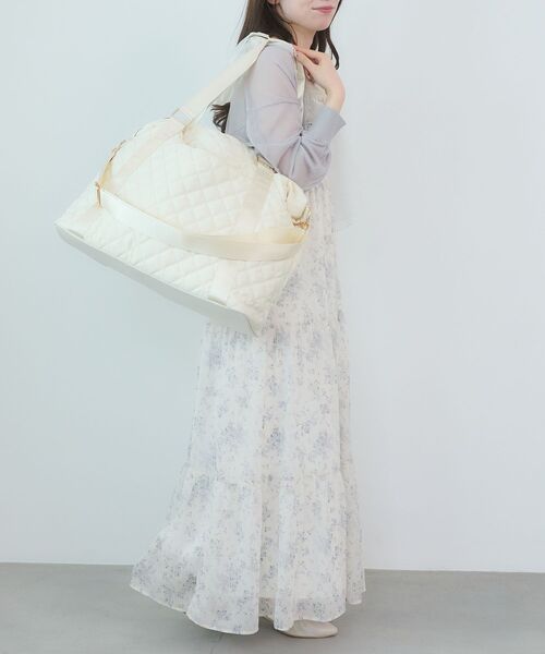 MAJESTIC LEGON（マジェスティックレゴン）の「キルティングトラベルボストン（L）（ボストンバッグ・レディース・ブラック/アイボリー・FREE）」の16枚目の写真