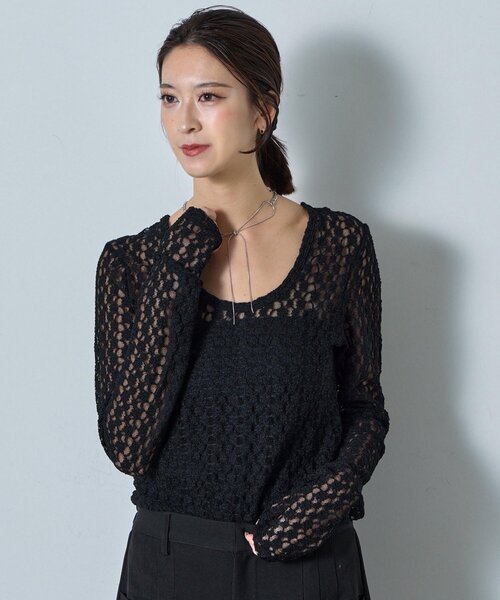 goocy(グーシー)の「【オケージョン】レースバックオープントップス(Tシャツ/カットソー・レディース・ブラック・FREE)」の1枚目の写真