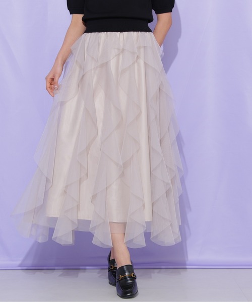 JILL by JILL STUART(ジルバイジルスチュアート)の「縦ラッフルシアースカート(スカート・レディース・ホワイト系その他/ホワイト/ネイビー/ベージュ・FREE)」の10枚目の写真