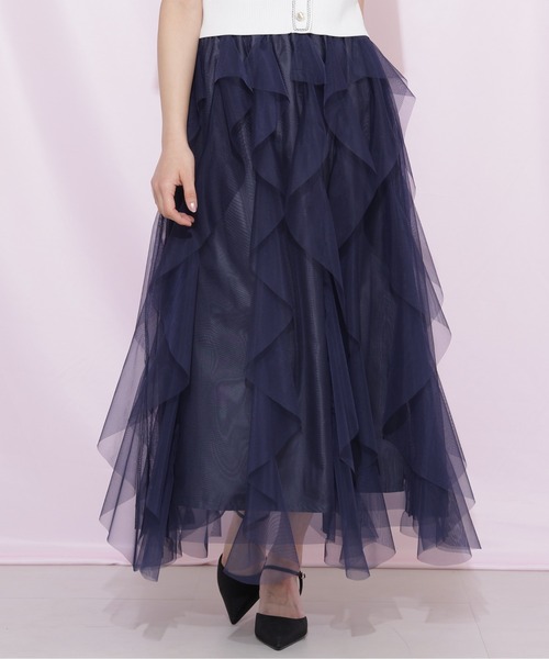 JILL by JILL STUART(ジルバイジルスチュアート)の「縦ラッフルシアースカート(スカート・レディース・ホワイト系その他/ホワイト/ネイビー/ベージュ・FREE)」の12枚目の写真