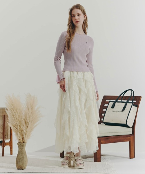 JILL by JILL STUART(ジルバイジルスチュアート)の「縦ラッフルシアースカート(スカート・レディース・ホワイト系その他/ホワイト/ネイビー/ベージュ・FREE)」の9枚目の写真