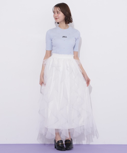 JILL by JILL STUART(ジルバイジルスチュアート)の「縦ラッフルシアースカート(スカート・レディース・ホワイト系その他/ホワイト/ネイビー/ベージュ・FREE)」の20枚目の写真
