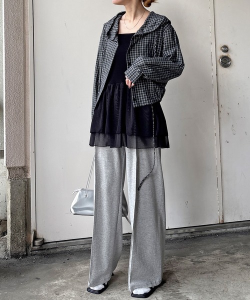 ISOOK（アイスー）の「【ISOOK / アイスー】フード付きチェックシャツ / フード付きシャツ クロップド丈 ショート丈 カーディガン 羽織り 春服 ホワイト ブラック ZOZOTOWN限定（シャツ/ブラウス・レディース・ブラック/ホワイト・FREE）」の10枚目の写真