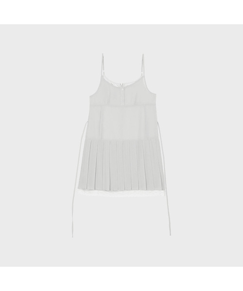 ALKI ALKA(アルキアルカ)の「Pleated Chiffon Mini Dress (Light Gray)(ワンピース・レディース・ホワイト・MEDIUM/SMALL/FREE)」の1枚目の写真