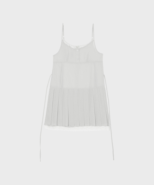 ALKI ALKA(アルキアルカ)の「Pleated Chiffon Mini Dress (Light Gray)(ワンピース・レディース・ホワイト・MEDIUM/SMALL/FREE)」の4枚目の写真