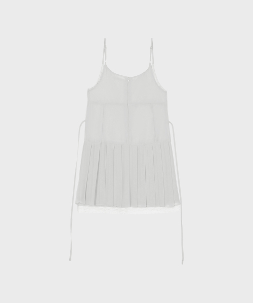 ALKI ALKA(アルキアルカ)の「Pleated Chiffon Mini Dress (Light Gray)(ワンピース・レディース・ホワイト・MEDIUM/SMALL/FREE)」の5枚目の写真