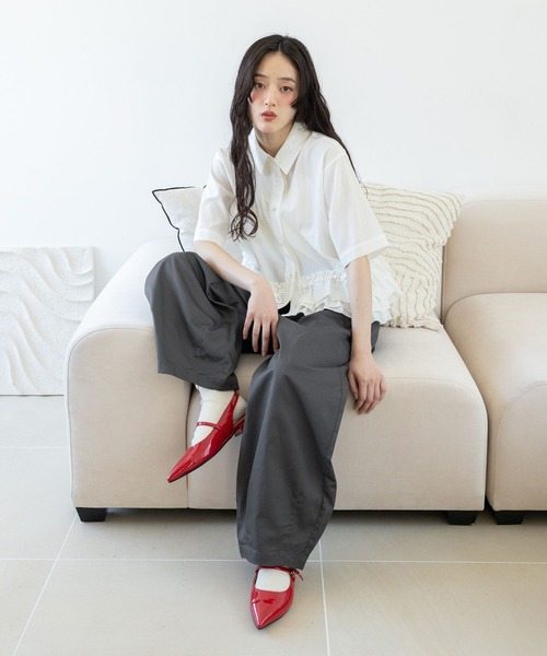 Dickies(ディッキーズ)の「<DICKIES/ディッキーズ>ダブルタックカーブパンツ(チノパンツ・レディース・ベージュ/オリーブ/ブラック/ダークグレー・FREE)」の8枚目の写真