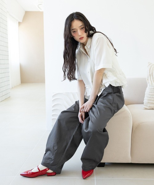 Dickies(ディッキーズ)の「<DICKIES/ディッキーズ>ダブルタックカーブパンツ(チノパンツ・レディース・ベージュ/オリーブ/ブラック/ダークグレー・FREE)」の9枚目の写真