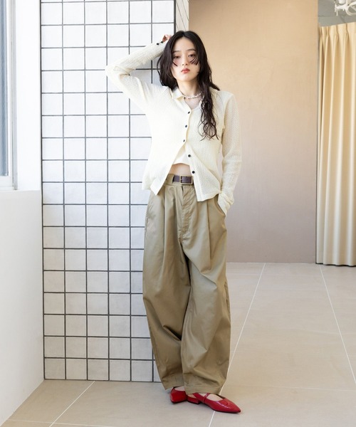 Dickies(ディッキーズ)の「<DICKIES/ディッキーズ>ダブルタックカーブパンツ(チノパンツ・レディース・ベージュ/オリーブ/ブラック/ダークグレー・FREE)」の13枚目の写真