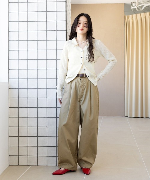 Dickies(ディッキーズ)の「<DICKIES/ディッキーズ>ダブルタックカーブパンツ(チノパンツ・レディース・ベージュ/オリーブ/ブラック/ダークグレー・FREE)」の14枚目の写真