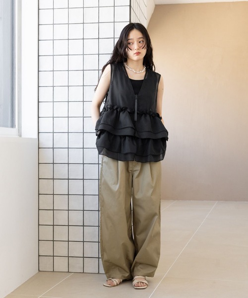 Dickies(ディッキーズ)の「<DICKIES/ディッキーズ>ダブルタックカーブパンツ(チノパンツ・レディース・ベージュ/オリーブ/ブラック/ダークグレー・FREE)」の18枚目の写真