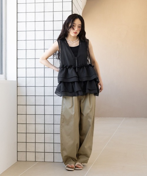 Dickies(ディッキーズ)の「<DICKIES/ディッキーズ>ダブルタックカーブパンツ(チノパンツ・レディース・ベージュ/オリーブ/ブラック/ダークグレー・FREE)」の19枚目の写真