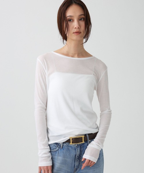 BABYLONE(バビロン)の「シアーフライスクルーネックプルオーバー/マシンウォッシャブル(Tシャツ/カットソー・レディース・ホワイト・フリー)」の1枚目の写真