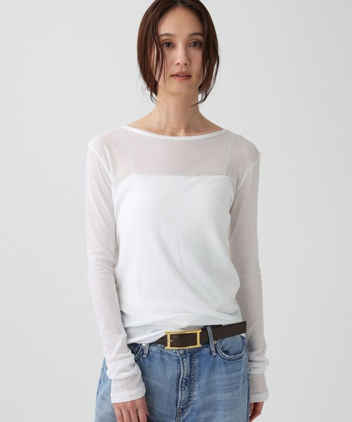 BABYLONE(バビロン)の「シアーフライスクルーネックプルオーバー/マシンウォッシャブル(Tシャツ/カットソー・レディース・ホワイト・フリー)」の2枚目の写真