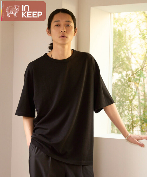 SUPER MERINO WOOL×INKEEP クルーネック ショートスリーブ Tシャツ/スーパーメリノ ウール インキープ