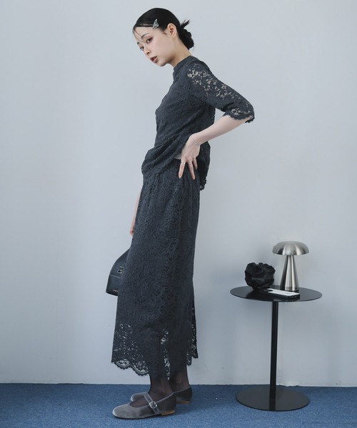 Doula Doula(ドゥーラドゥーラ)の「【セットアップ】総レースペプラムトップス&スカート 2ピースセット(セットアップ・レディース・ブラック/ダークグレー/グレー・L/M)」の19枚目の写真