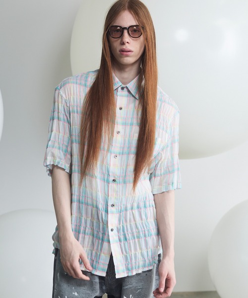 MAISON SPECIAL(メゾンスペシャル)の「《UNISEX》【Italian Dead Stock Fabric】Prime-Over Regular Collar Short Sleeve Shirt/【イタリアンデッドストックファブリック】プライムオーバーレギュラーカラーショートスリーブシャツ【MAISON SPECIAL/メゾンスペシャル】(シャツ/ブラウス・メンズ・ピンク/パープル/オレンジ/その他1/その他2/ブラック/グレー/チャコールグレー/ブルー・0/1/2)」の6枚目の写真