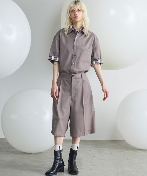 MAISON SPECIAL(メゾンスペシャル)の「《UNISEX》【Italian Dead Stock Fabric】Prime-Over Regular Collar Short Sleeve Shirt/【イタリアンデッドストックファブリック】プライムオーバーレギュラーカラーショートスリーブシャツ【MAISON SPECIAL/メゾンスペシャル】(シャツ/ブラウス・メンズ・ピンク/パープル/オレンジ/その他1/その他2/ブラック/グレー/チャコールグレー/ブルー・0/1/2)」の13枚目の写真