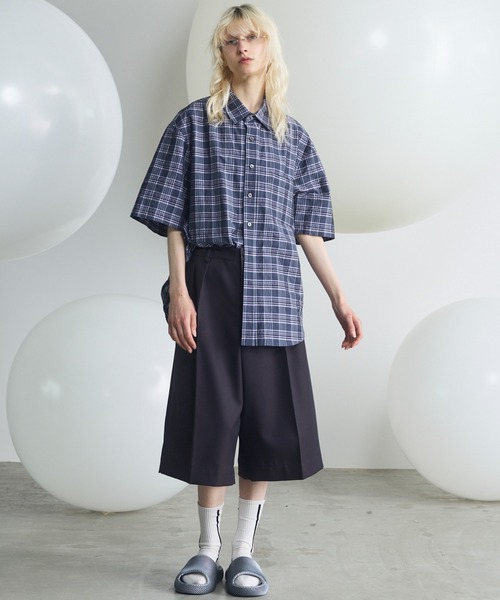 MAISON SPECIAL(メゾンスペシャル)の「《UNISEX》【Italian Dead Stock Fabric】Prime-Over Regular Collar Short Sleeve Shirt/【イタリアンデッドストックファブリック】プライムオーバーレギュラーカラーショートスリーブシャツ【MAISON SPECIAL/メゾンスペシャル】(シャツ/ブラウス・メンズ・ピンク/パープル/オレンジ/その他1/その他2/ブラック/グレー/チャコールグレー/ブルー・0/1/2)」の11枚目の写真