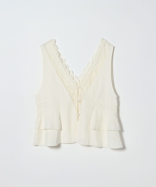 JEANASIS(ジーナシス)の「レーストリミングVベスト/666288(ベスト・レディース・ブラック/オフホワイト/ブラウン・FREE)」の2枚目の写真