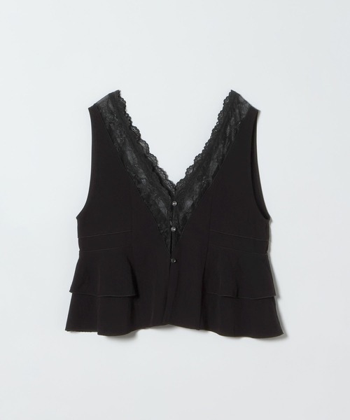 JEANASIS(ジーナシス)の「レーストリミングVベスト/666288(ベスト・レディース・ブラック/オフホワイト/ブラウン・FREE)」の3枚目の写真