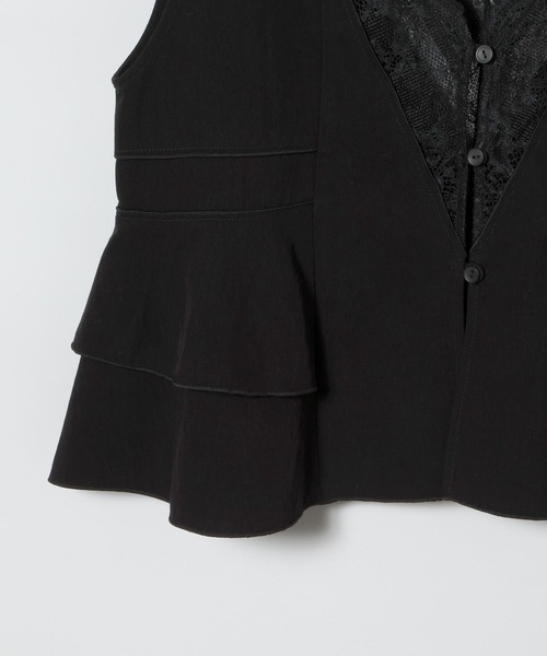 JEANASIS(ジーナシス)の「レーストリミングVベスト/666288(ベスト・レディース・ブラック/オフホワイト/ブラウン・FREE)」の7枚目の写真