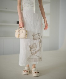 nuance floral linen blend skirt /ニュアンスフラワーリネンブレンドロングスカート