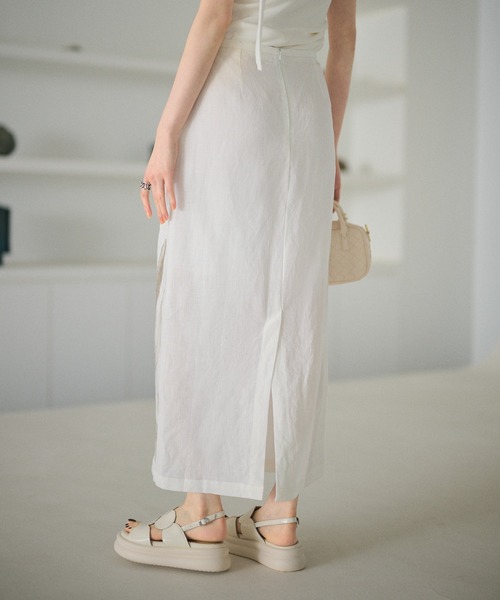 LAULEN（ローレン）の「nuance floral linen blend skirt /ニュアンスフラワーリネンブレンドロングスカート（スカート・レディース・ホワイト/ベージュ・M/S）」の3枚目の写真