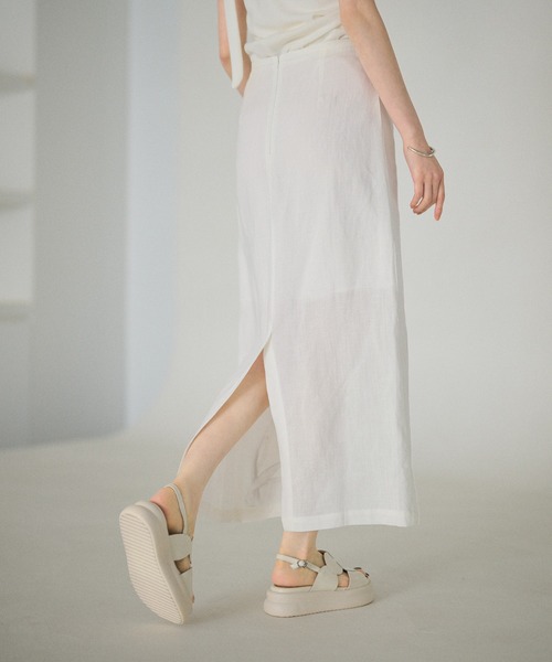 LAULEN（ローレン）の「nuance floral linen blend skirt /ニュアンスフラワーリネンブレンドロングスカート（スカート・レディース・ホワイト/ベージュ・M/S）」の7枚目の写真