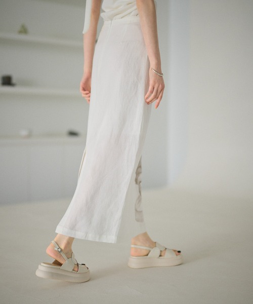 LAULEN（ローレン）の「nuance floral linen blend skirt /ニュアンスフラワーリネンブレンドロングスカート（スカート・レディース・ホワイト/ベージュ・M/S）」の8枚目の写真
