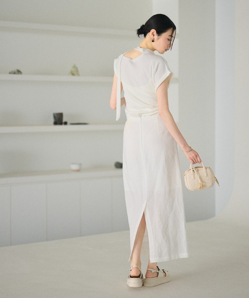 LAULEN（ローレン）の「nuance floral linen blend skirt /ニュアンスフラワーリネンブレンドロングスカート（スカート・レディース・ホワイト/ベージュ・M/S）」の12枚目の写真
