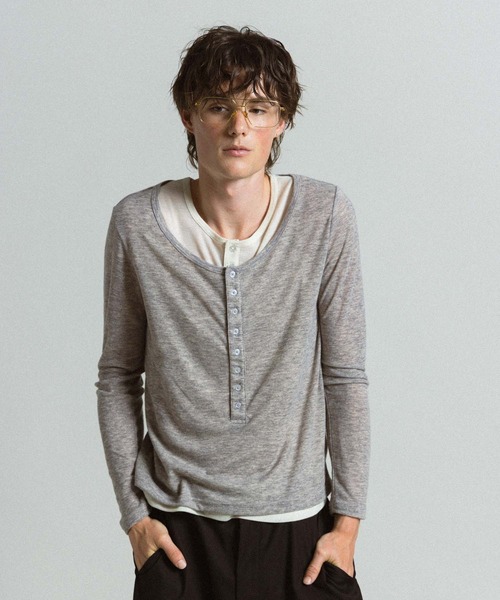 Elanque(エランク)の「ensemble henley L/S / アンサンブルヘンリーネックロンT(Tシャツ/カットソー・メンズ・ネイビー/グレー・MEDIUM/LARGE)」の3枚目の写真