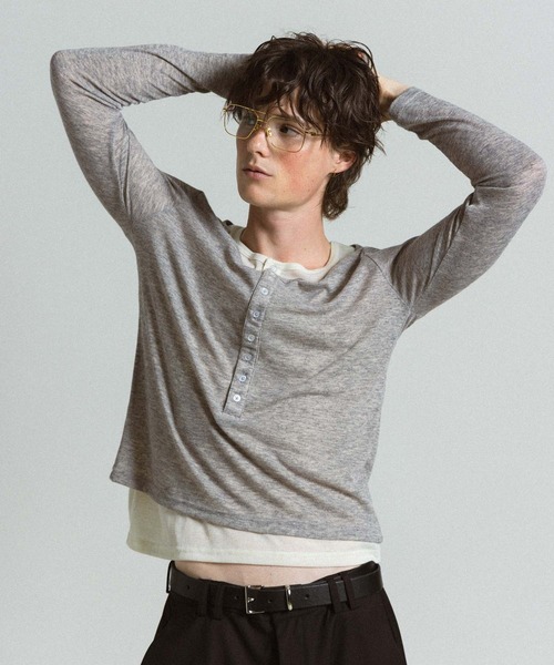 Elanque(エランク)の「ensemble henley L/S / アンサンブルヘンリーネックロンT(Tシャツ/カットソー・メンズ・ネイビー/グレー・MEDIUM/LARGE)」の4枚目の写真