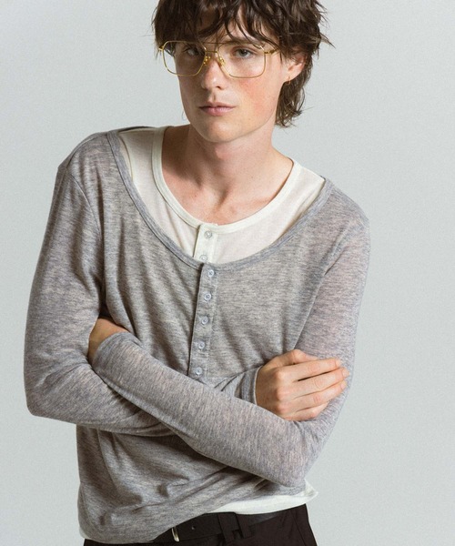 Elanque(エランク)の「ensemble henley L/S / アンサンブルヘンリーネックロンT(Tシャツ/カットソー・メンズ・ネイビー/グレー・MEDIUM/LARGE)」の8枚目の写真