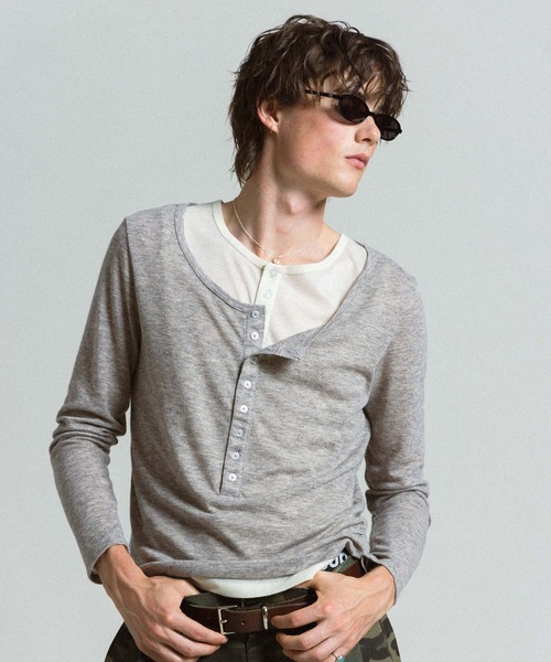 Elanque(エランク)の「ensemble henley L/S / アンサンブルヘンリーネックロンT(Tシャツ/カットソー・メンズ・ネイビー/グレー・MEDIUM/LARGE)」の19枚目の写真