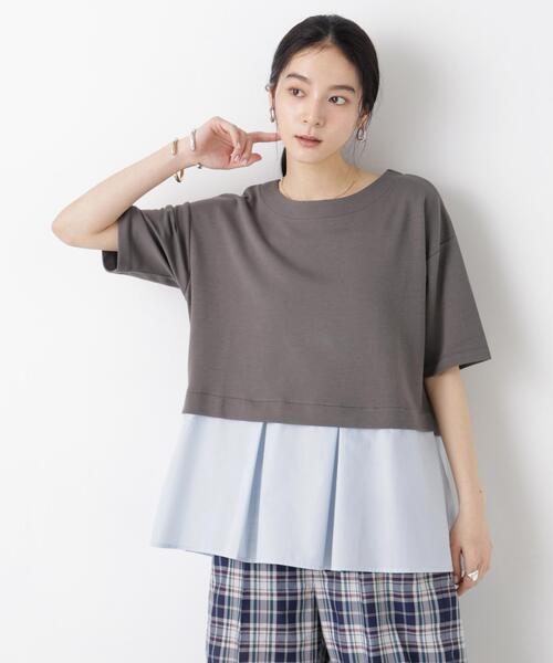 NANO universe(ナノユニバース)の「異素材ペプラムカットソー(Tシャツ/カットソー・レディース・ライトベージュ/チャコール/ネイビー・FREE)」の4枚目の写真