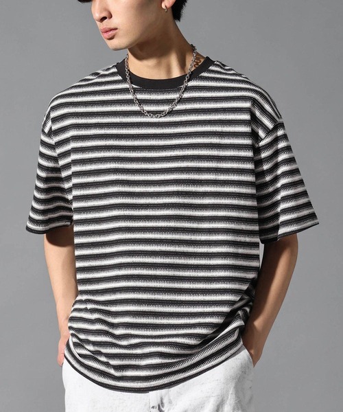 LAND MUSEUM（ランドミュージアム）の「LAND MUSEUM／ベーシックボーダーＴ（Tシャツ/カットソー・メンズ・アイボリー/ブラック・FREE）」の2枚目の写真