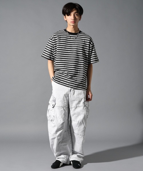 LAND MUSEUM（ランドミュージアム）の「LAND MUSEUM／ベーシックボーダーＴ（Tシャツ/カットソー・メンズ・アイボリー/ブラック・FREE）」の3枚目の写真