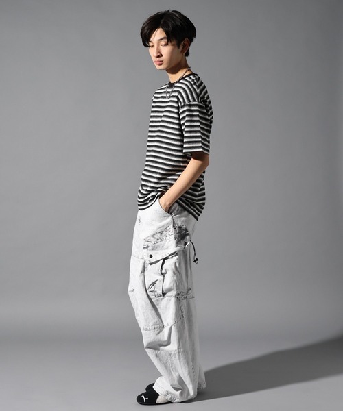 LAND MUSEUM（ランドミュージアム）の「LAND MUSEUM／ベーシックボーダーＴ（Tシャツ/カットソー・メンズ・アイボリー/ブラック・FREE）」の4枚目の写真