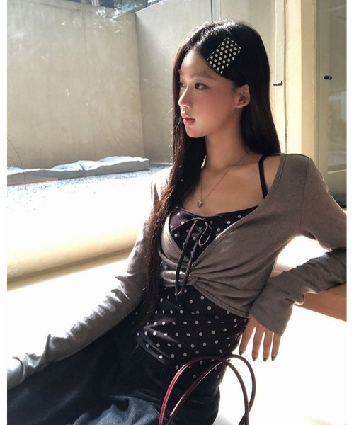 inst.ALL（インストール）の「ドットレイヤード風ツイストトップス（Tシャツ/カットソー・レディース・ブラック×グレー・M）」の13枚目の写真